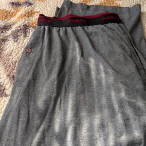 Hanes Heather Gray Lounge Pants with Black Waistband